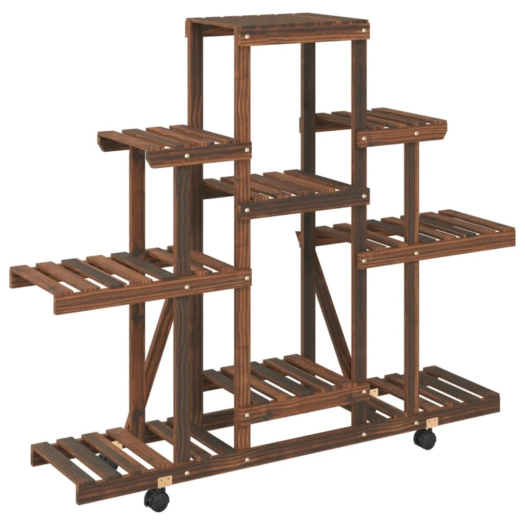 Portafiori/armadietto porta piante con ruote 110 x 25 x 101 cm legno massello di abete marrone 02_0045224