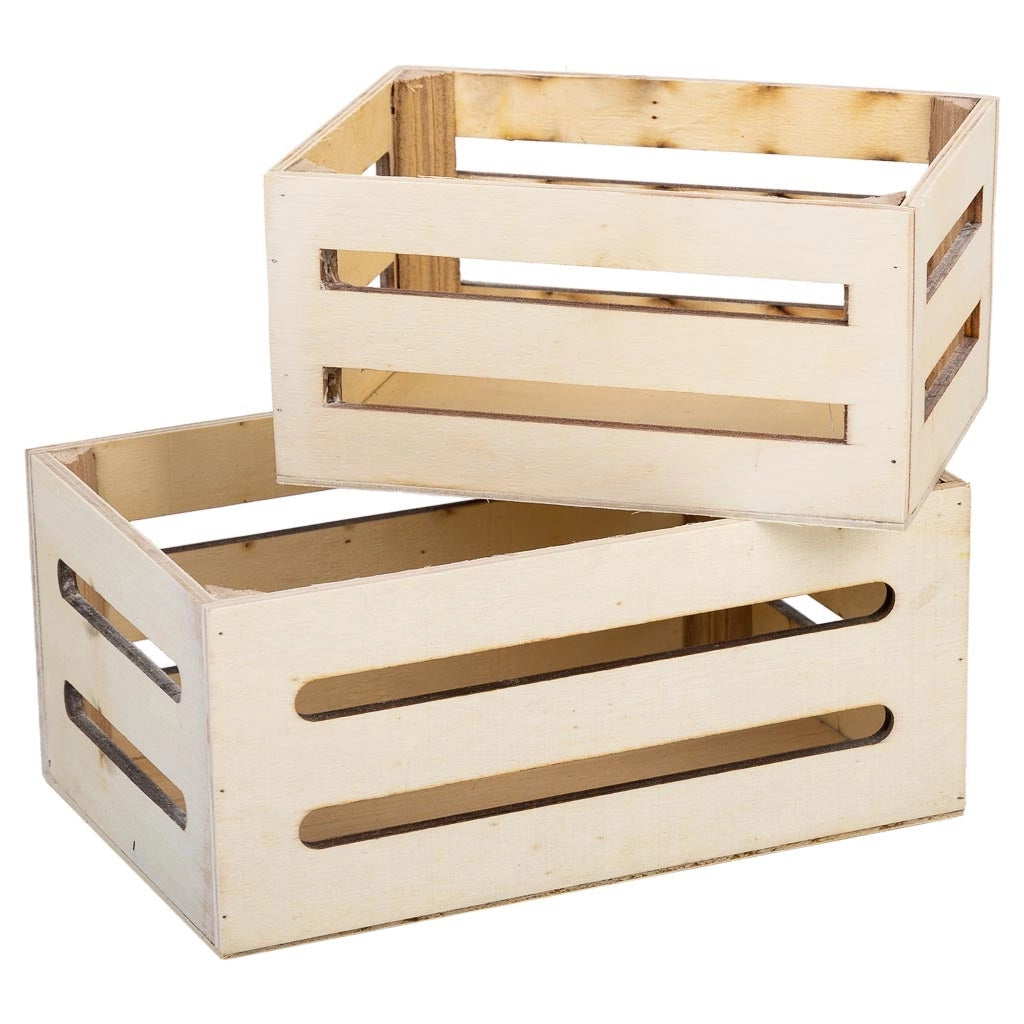 Set cassetti in legno 2 pezzi marrone 20x13x09-16x11x08h cm