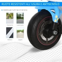 Moto Giocattolo Cavalcabile a 3 Ruote per Bambini 18-36 Mesi Stile Polizia con Musica e Fari, Azzurro