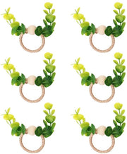 Set di serviettini in eucalipto - Foglie di eucalipto - Tela di juta - Set da 6 pezzi - Decorazione rustica per tavola - Adatto per le feste