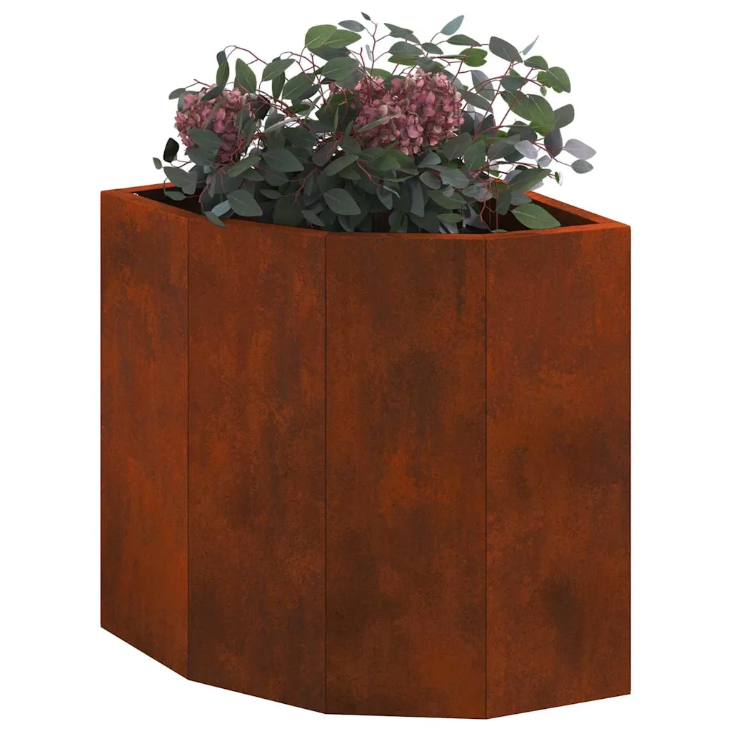 Vaso d'angolo-Fioriera-Contenitore per Piante Ruggine 30 x 30 x 35 cm acciaio corten