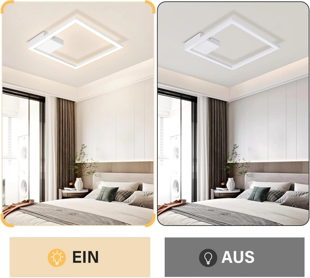 ZMH Lampada da soffitto plafoniera LED moderna quadrata bianca 3000K per soggiorno cucina