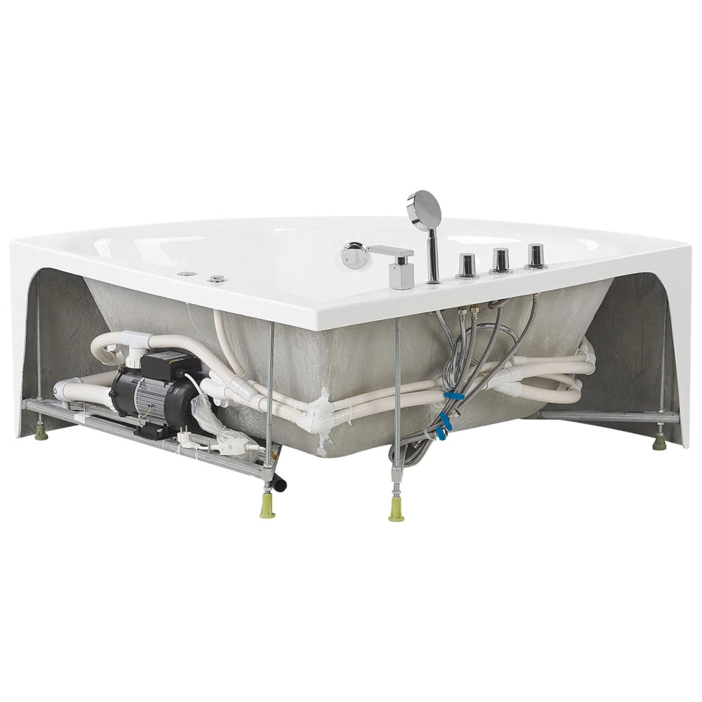 Vasca Idromassaggio Angolare Bianca con Argento Sanitario Acrilico Singolo 133 x 187 cm Idromassaggio Moderno