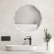 Specchio per Bagno 76 cm, Specchio da Parete Argento Lucidato, Senza Cornice, Specchio Rotondo di Design Irregolare Antiesplosione per Bagno Soggiorno Camera da Letto