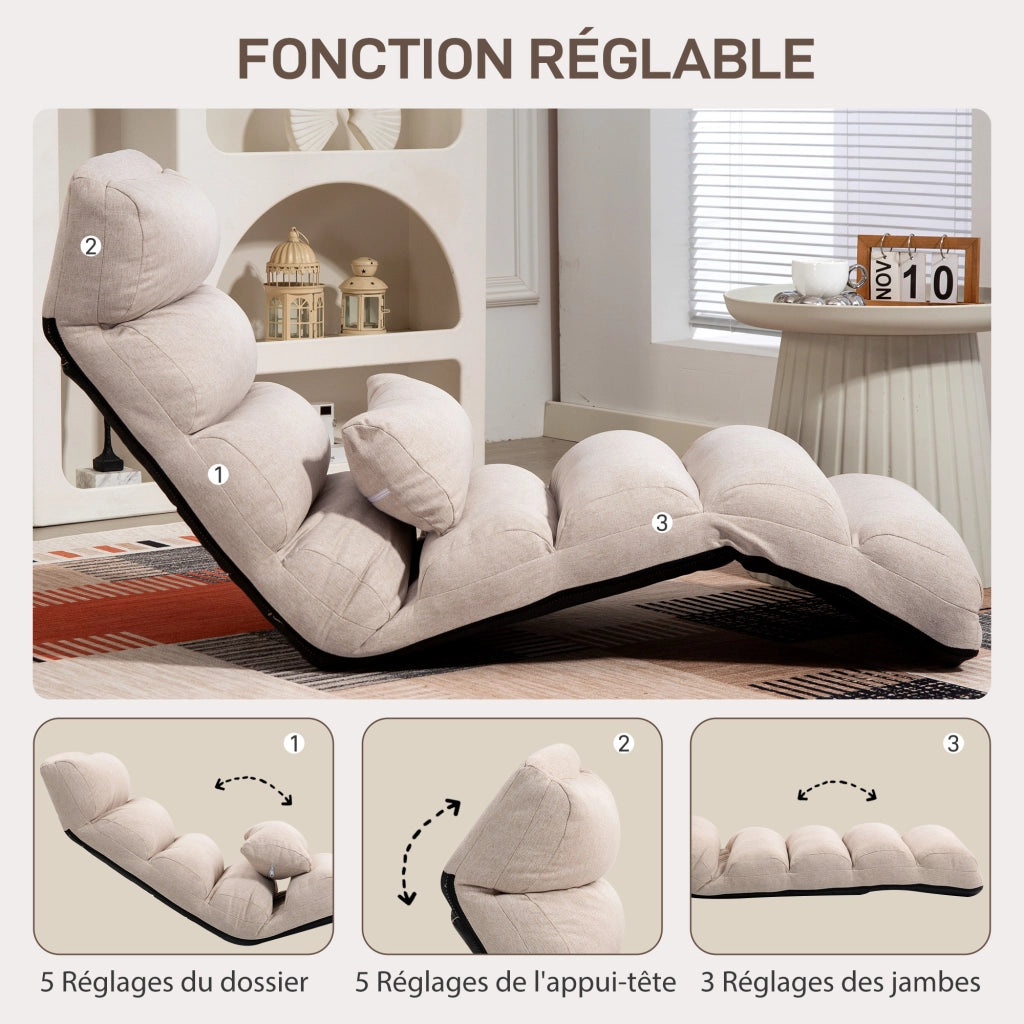 Poltrona reclinabile ¨C zephmum ¨C beige, 58x119x78 cm