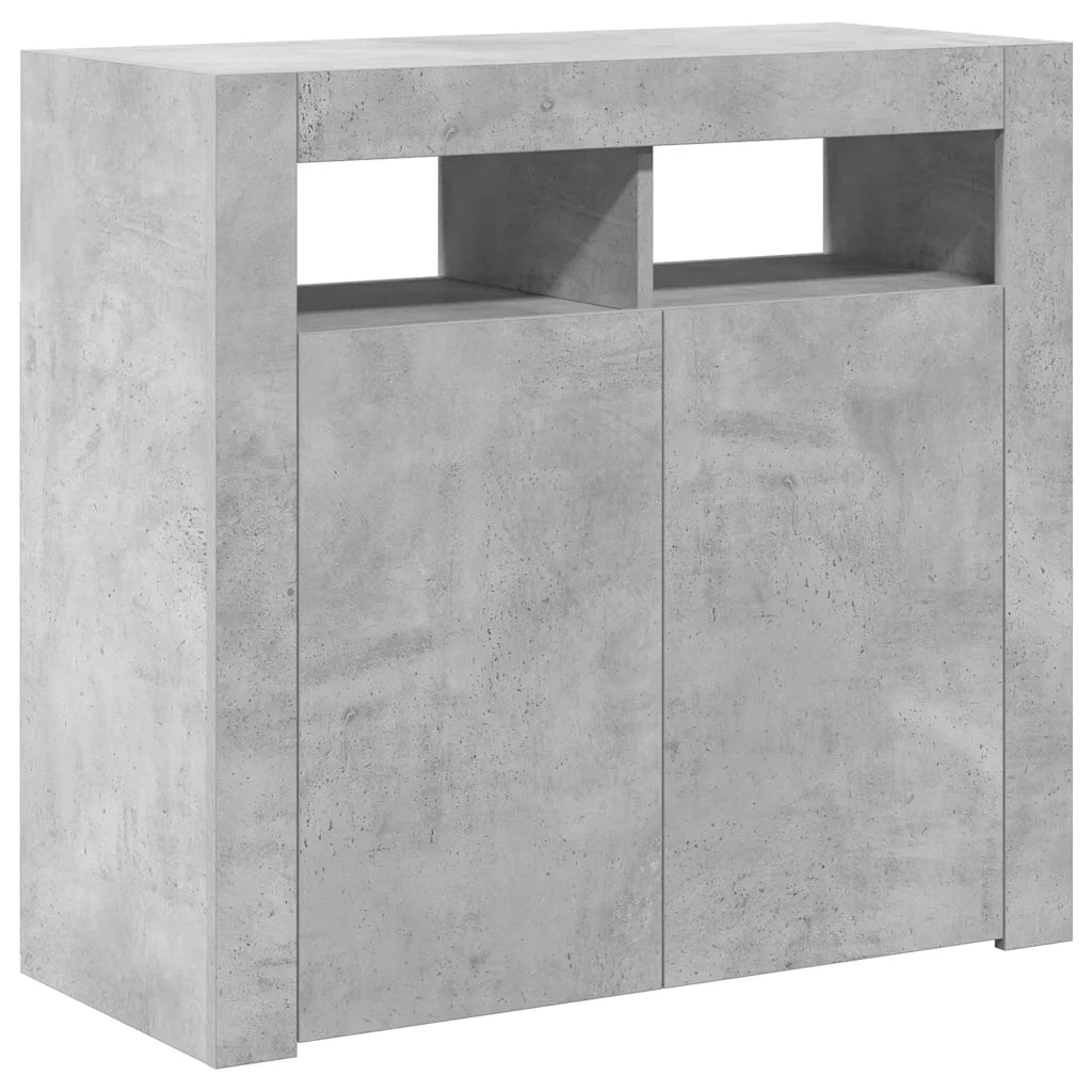 Credenza | Madia | Buffet da pranzo | Armadio da pranzo con Luci LED Grigio Cemento 80x35x75 cm