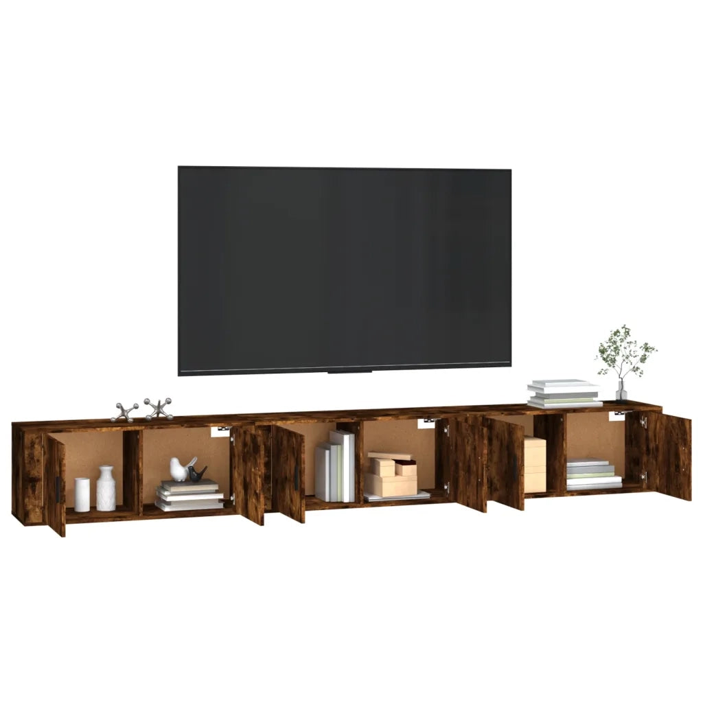 Mobili Porta TV a Parete 3 pz | Armadietto TV | Mobile Porta TV Rovere Fumo 100x34,5x40 cm