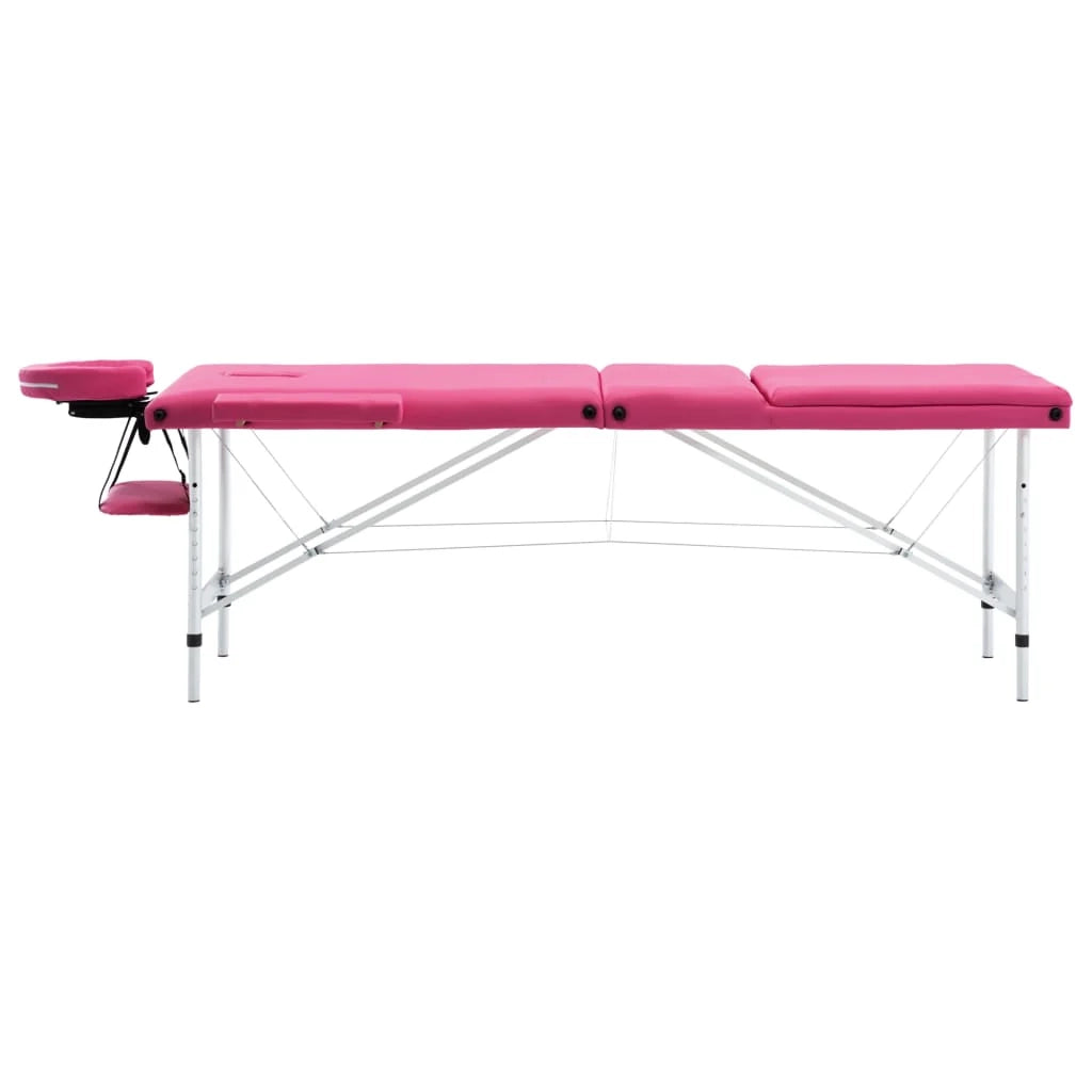 Lettino da massaggio pieghevole a 3 sezioni acciaio inox rosa 02_0001827