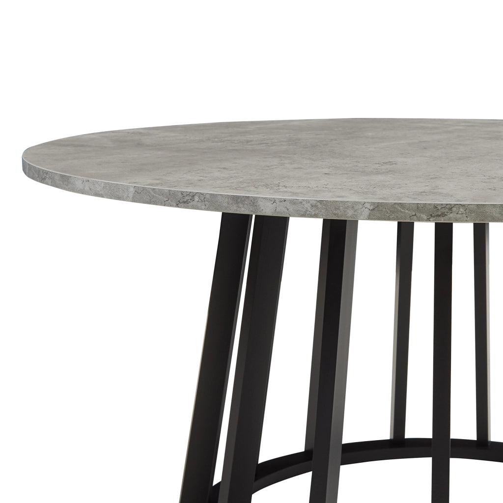Tavolino Rotondo da Caffè Buzzard Ø90x45 cm - Nero / Effetto Cemento [en.casa]