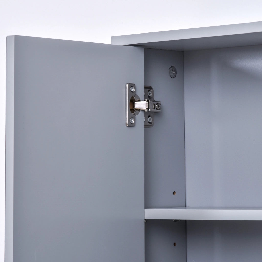 Armadietto Bagno con Specchio a 2 Ante ¨C Zephmum ¨C Grigio Legno 48x14.5x45cm