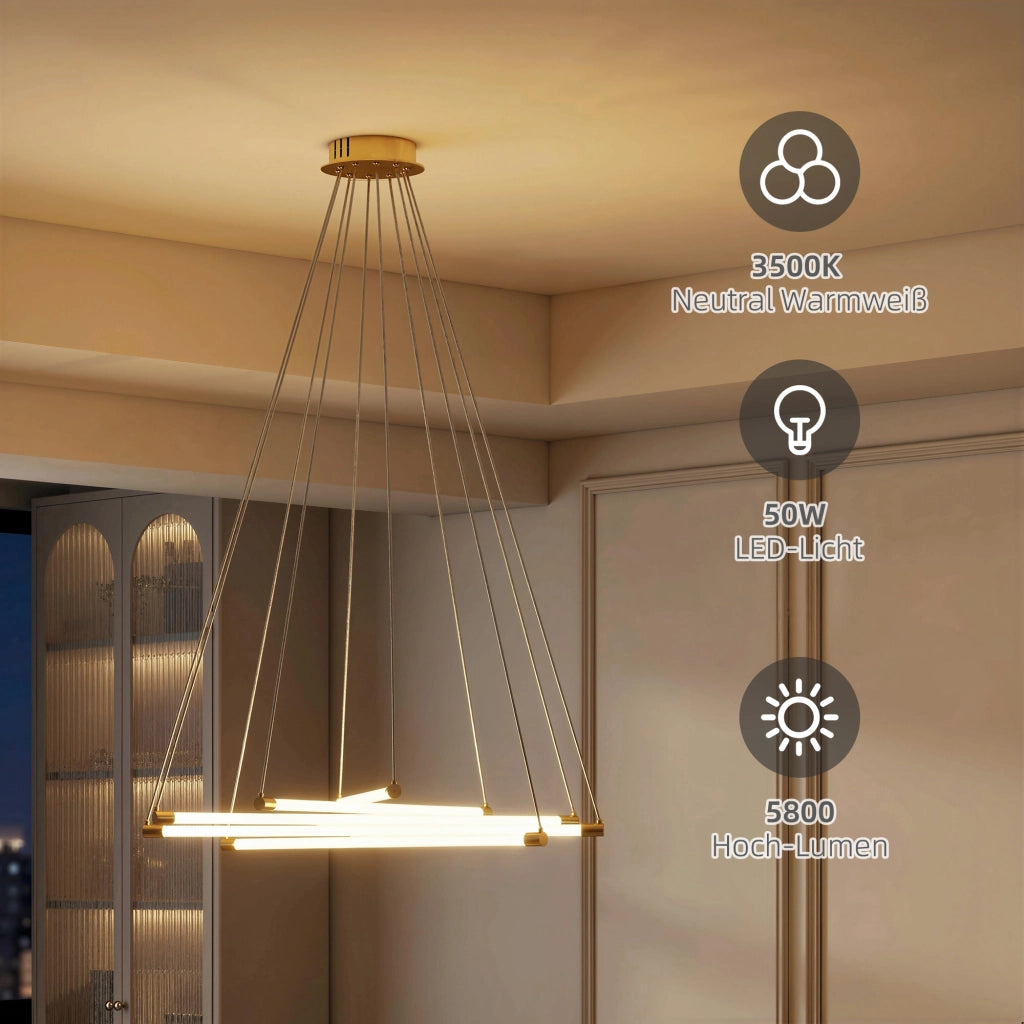 Lampada a LED a soffitto 50W 5 tubi luce regolabili ¨C zephmum ¨C Oro Bianco