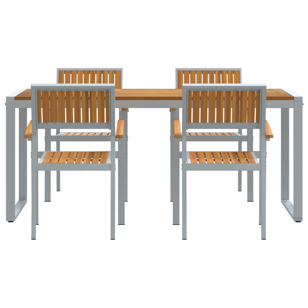 Set da Pranzo da Giardino 5 Pezzi in Legno Massello di Acacia e Metallo