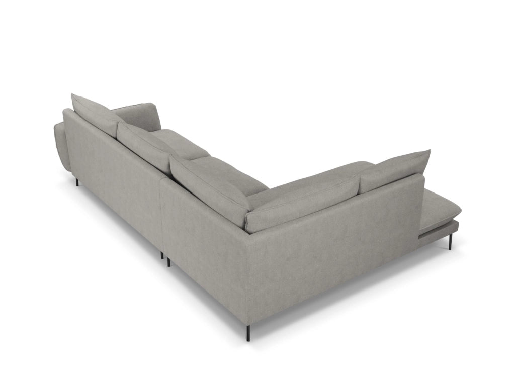 Cosmopolitan Design - Divano angolare sinistro "Vienna" 6 posti in tessuto strutturato grigio chiaro 