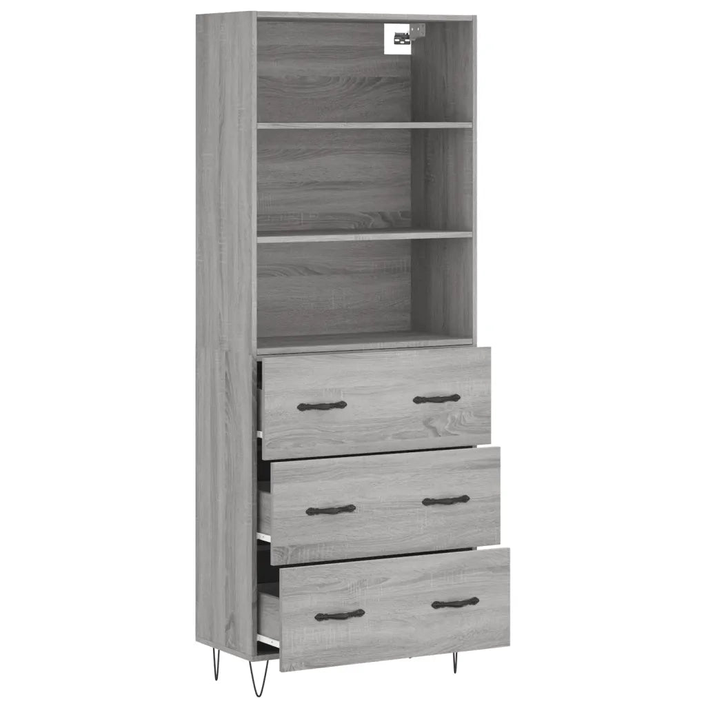 Credenza Grigio Sonoma 69,5x34x180 cm in Legno Multistrato 3189379