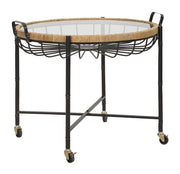 TAVOLINETTO CEBU C/VETRO E RUOTE CM 70,5X65X57
