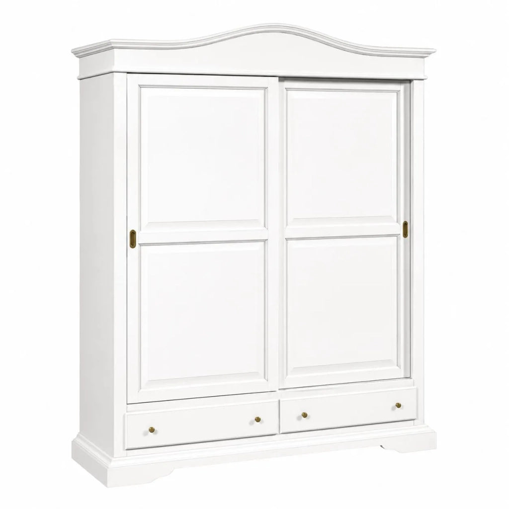 Armadio 2 porte scorrevoli classico legno bianco 180x67x225h (1398) - Mobili 2G