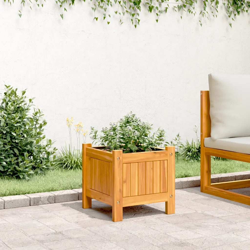 Fioriera Giardino con Rivestimento 31x31x30 cm Massello Acacia 366428