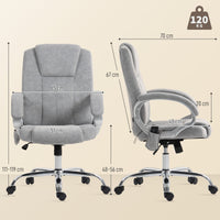 Sedia da Ufficio Operativa Massaggiante a 4 Punti con Riscaldamento 65x70x111-119 cm Tessuto Vellutato Grigio