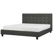 Letto imbottito tessuto grigio scuro rete a doghe testiera trapuntata 180 x 200 cm