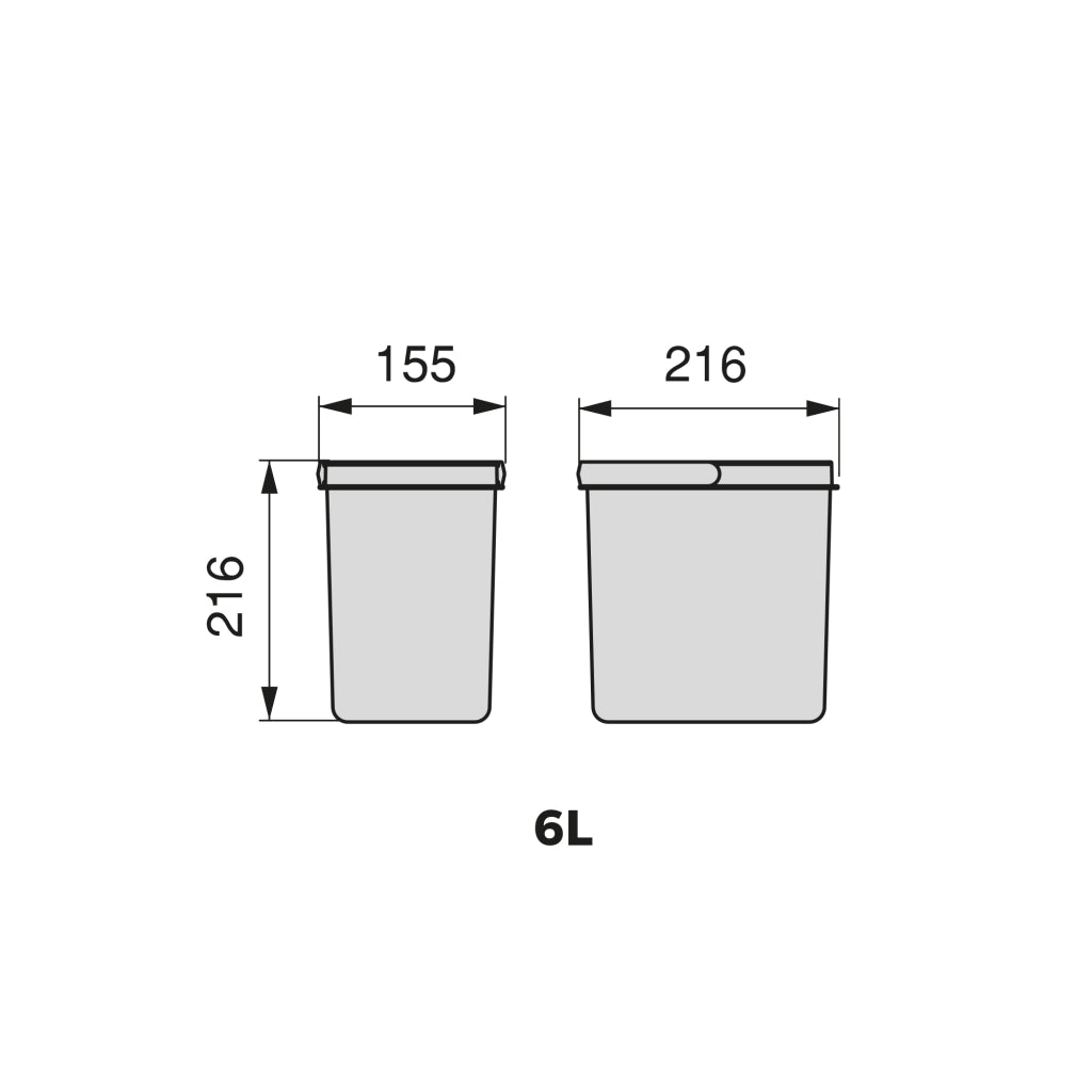 Emuca Contenitori per cassetti da cucina Recycle, Altezza 216, 2x6, Plastica grigio antracite, Tecnoplastica, 1 u.