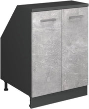 Mobile sottotetto Rion, Calcestruzzo, 60 x 81.6 cm con 2 porte, carcassa 60 cm profondità, adatto per il salvaspazio sotto tetti spioventi