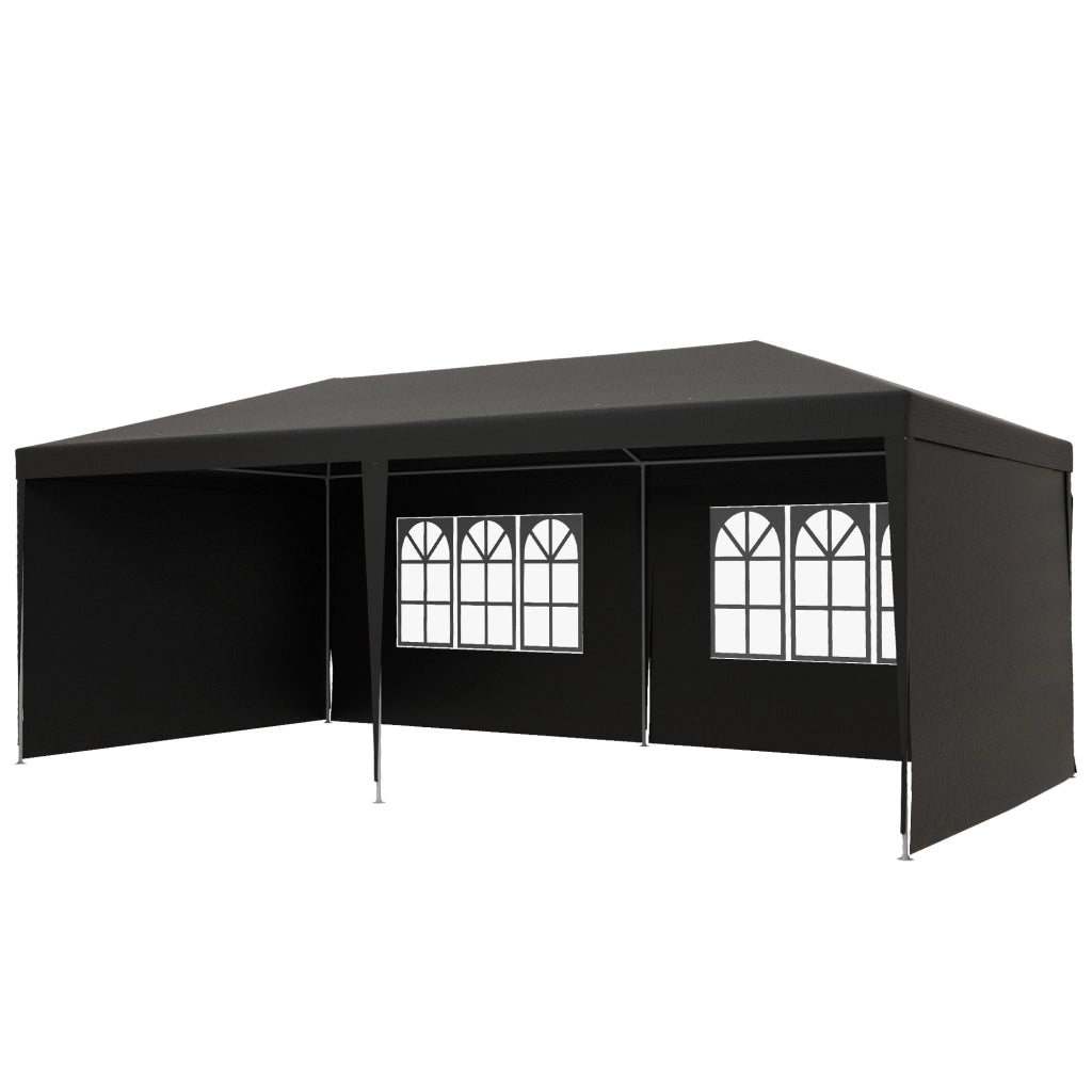 Gazebo da Giardino 6x3m con 4 Paredi e 2 Finestre ¨C zephmum ¨C Grigio