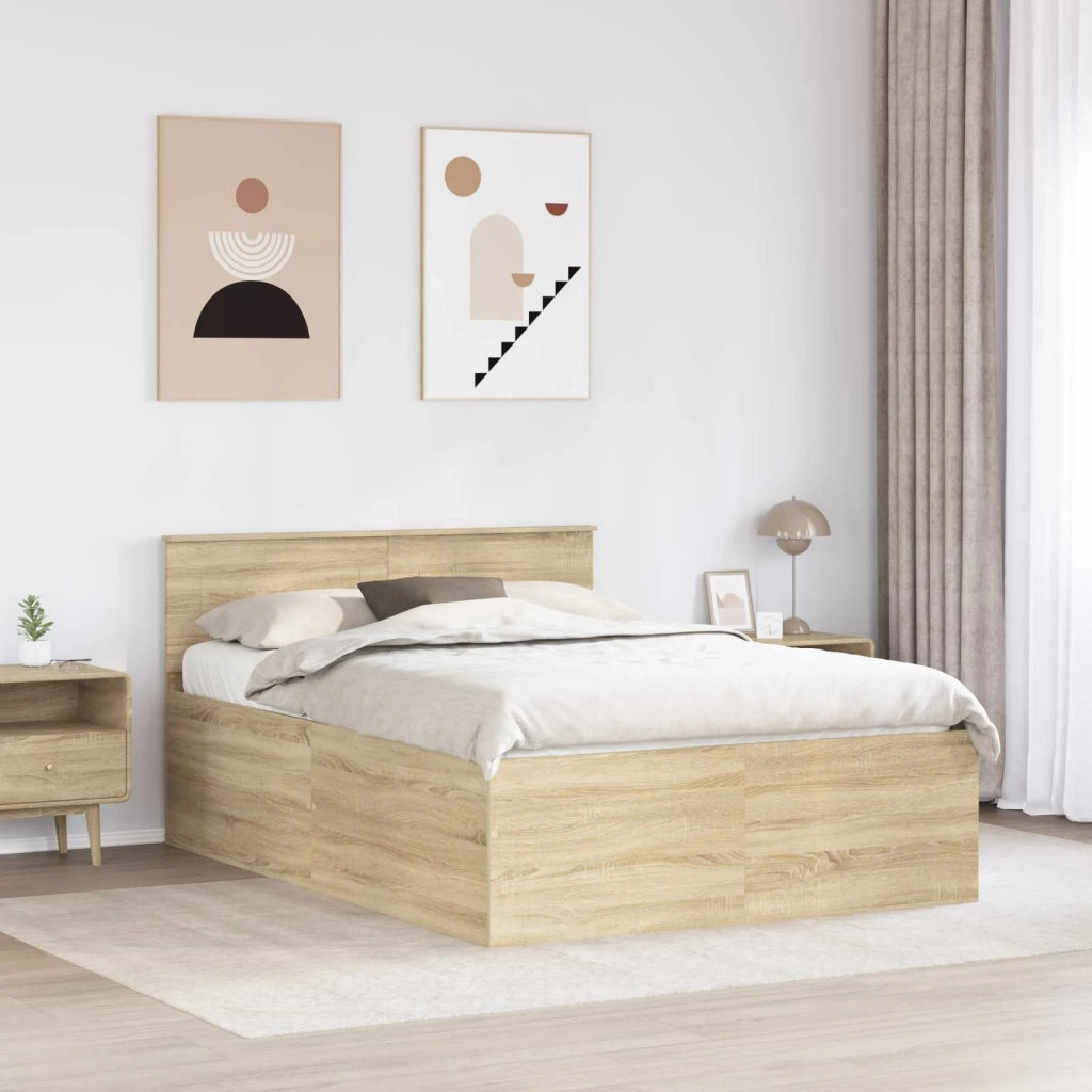 Struttura del letto con testiera Rovere Sonoma 150 x 200 cm 3408566