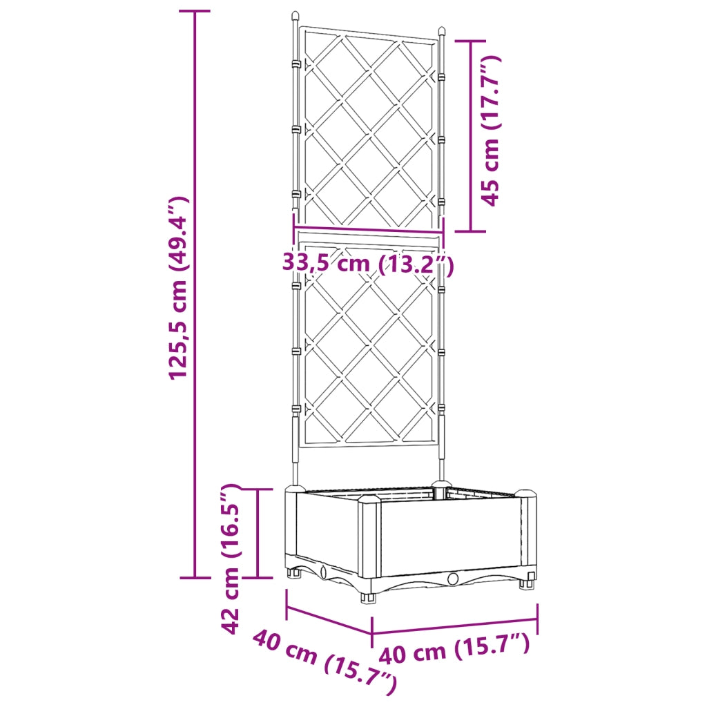 Fioriera da Giardino con Trellis Bianco 40x40x125.5 cm