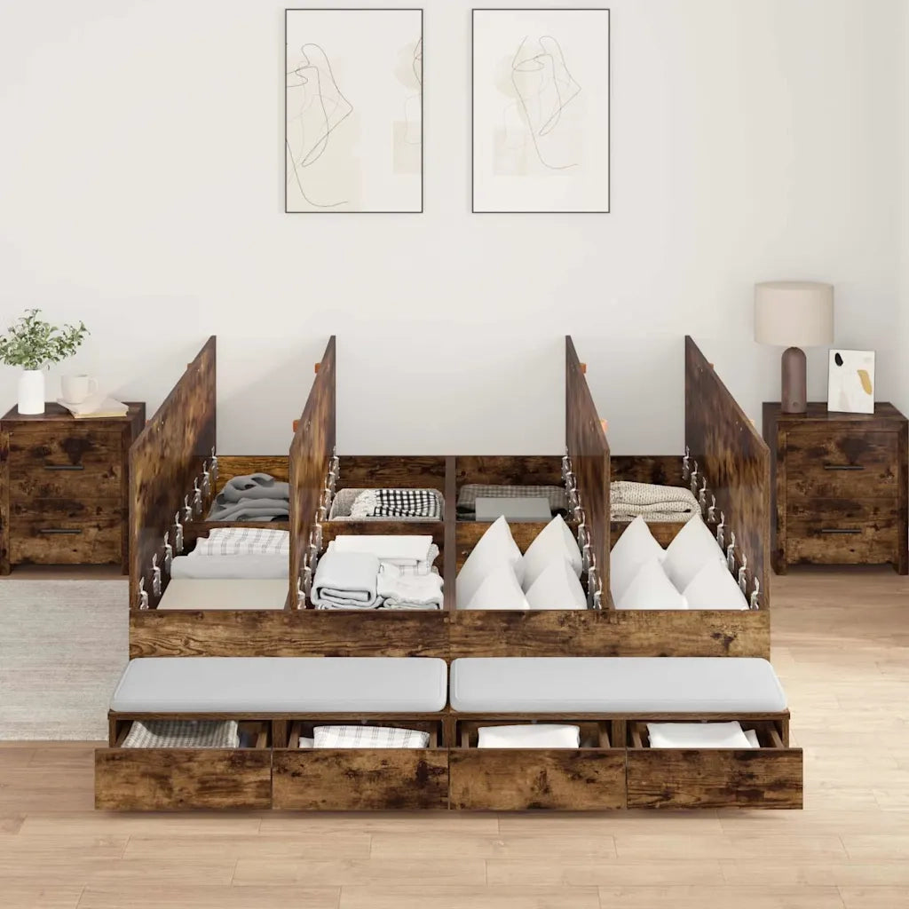 Struttura letto con contenitore con cassetto Rovere fumé 140 cm 3335697