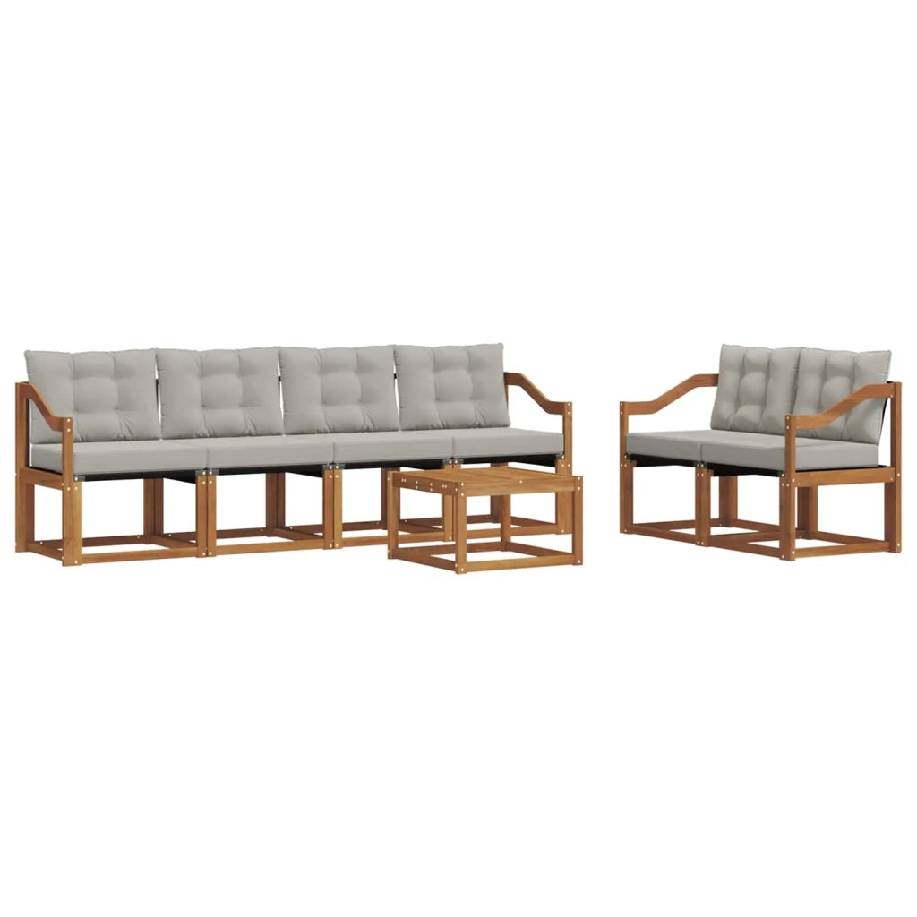 Set di divani da esterno 7 pcs Grigio Naturale e Chiaro