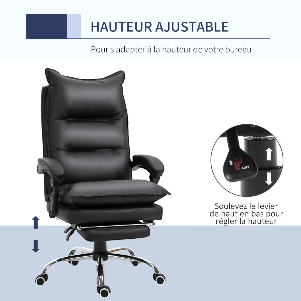 Sedia da ufficio ergonomica ¨C zephmum ¨C similpelle nera con poggiapiedi