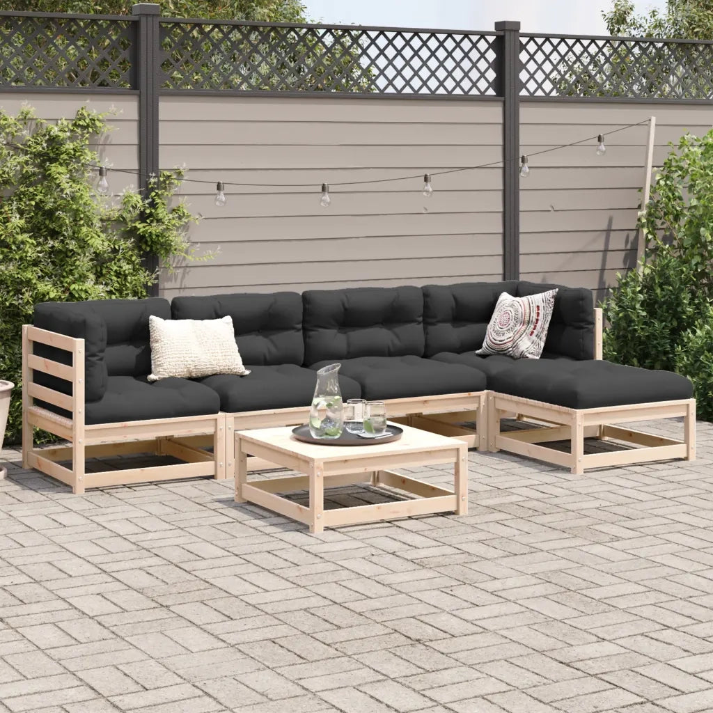 Set Divani Giardino 6 pz con Cuscini in Legno Massello di Pino 3299401