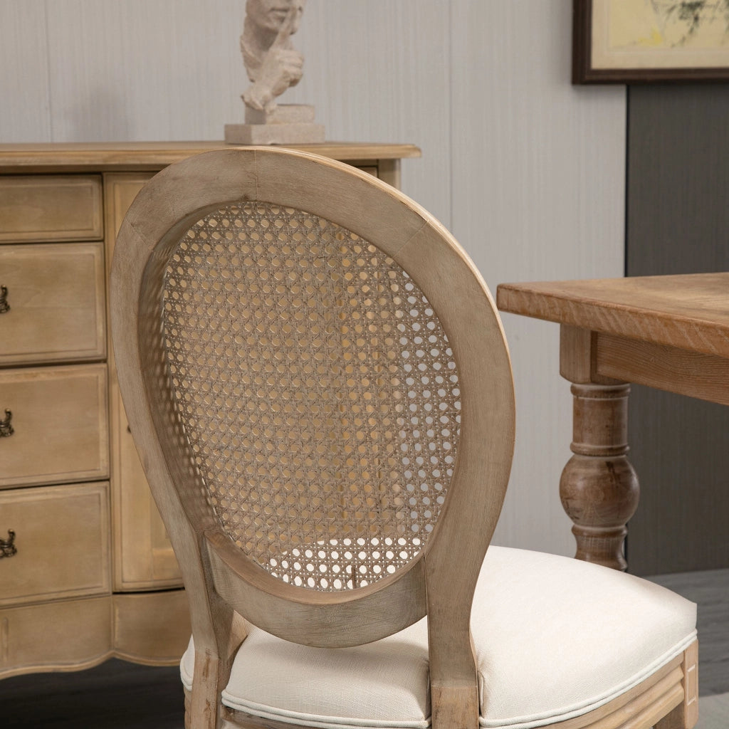 Set 2 Sedie Imbottite 49x56x96 cm in Legno e Tessuto Bianche