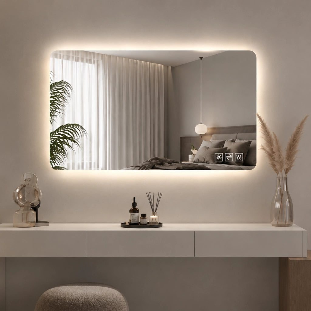 SPECCHIO BAGNO LED 60x100 cm Ovale Argento con funzione antiappannamento
