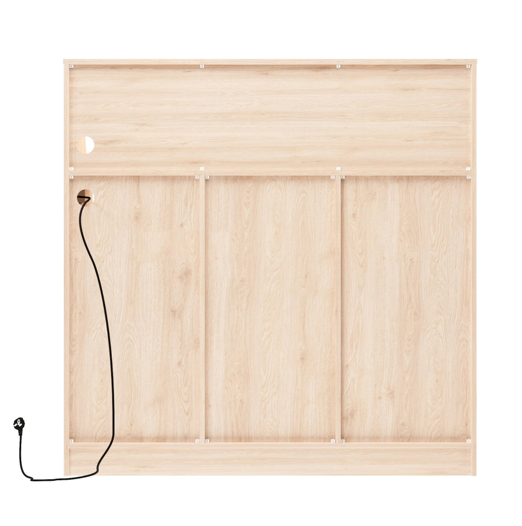 Buffet bar con LED 120x40x121 cm MDF naturale e bianco, prese, per cucina