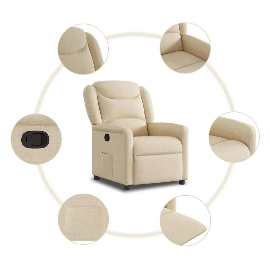 Divano Sedia-Poltrona Reclinabile in Tessuto Crema 352179