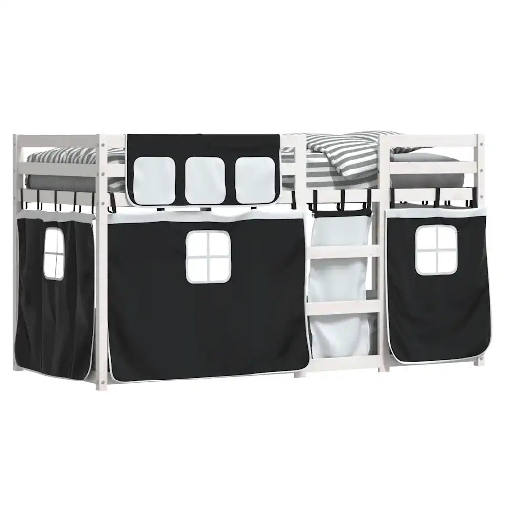 Letto a Castello senza Materasso Bianco e Nero 75x190 cm inPino