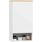 Armadietto Bagno a Muro con Mensole Regolabili e Ripiano Aperto in Legno e MDF,  40x27x77 cm, Bianco