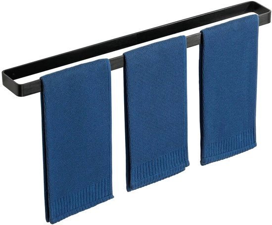 Handdoekhouder senza perforazione nera Handdoekhouder senza perforazione autoadesiva nera Handdoekhouder autoadesiva nera per bagno e cucina 70CM