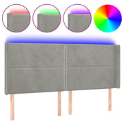Testiera | Testata a LED Grigio Chiaro 203x16x118/128 cm in Velluto