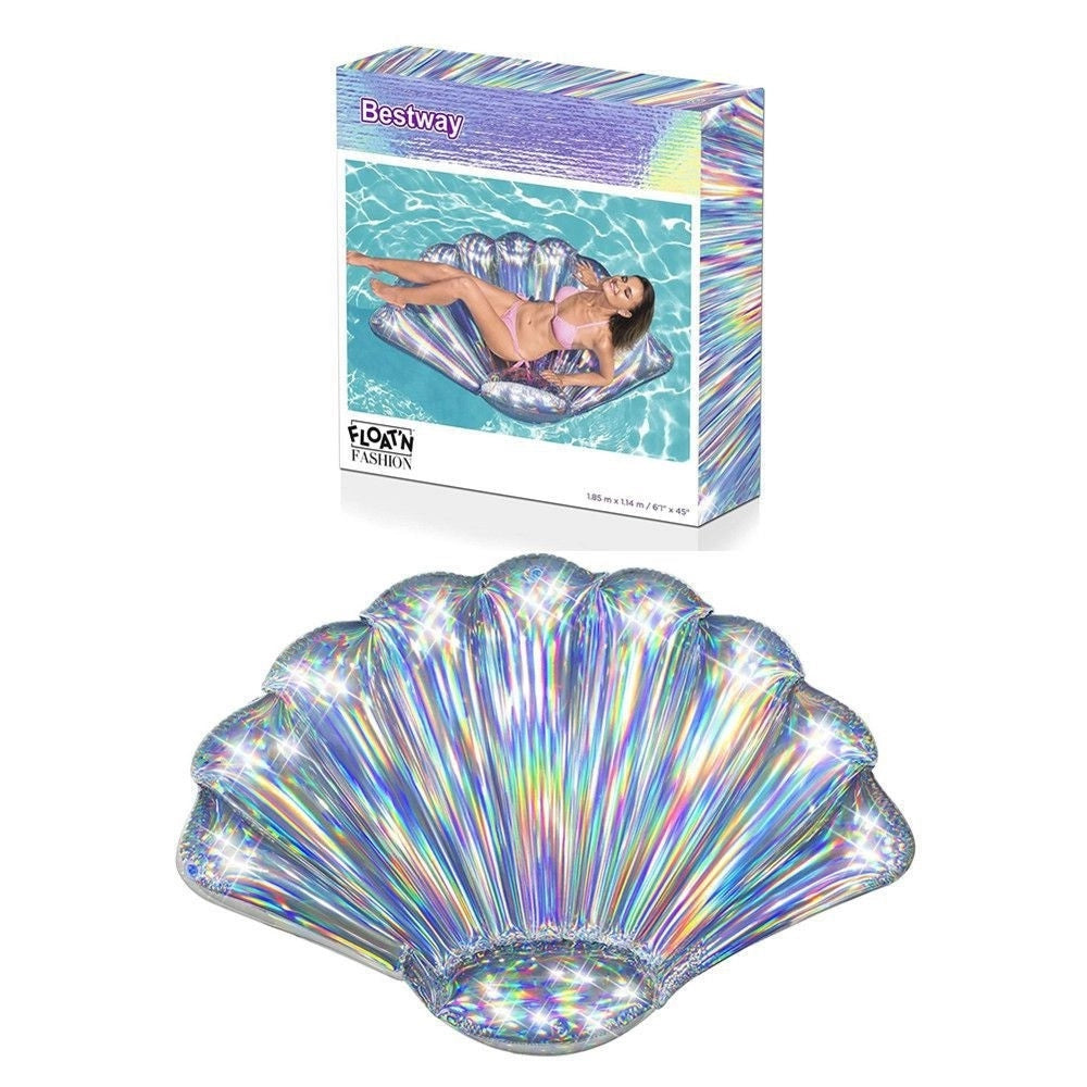 Trade Shop - Materassino Gonfiabile Lounge Conchiglia Iridescente 185x114cm Mare Piscina 43414 -