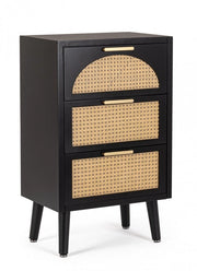 Cassettiera Legno Nero Stile Boho da Interno - JOSIE