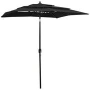 Ombrellone a tre livelli con palo in alluminio 2 x 2 m nero 02_0008758