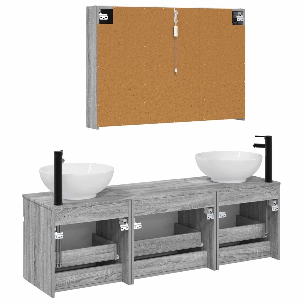 Set di Armadi da Bagno 4 pz Sonoma grigio Legno ingegnerizzato 3406628