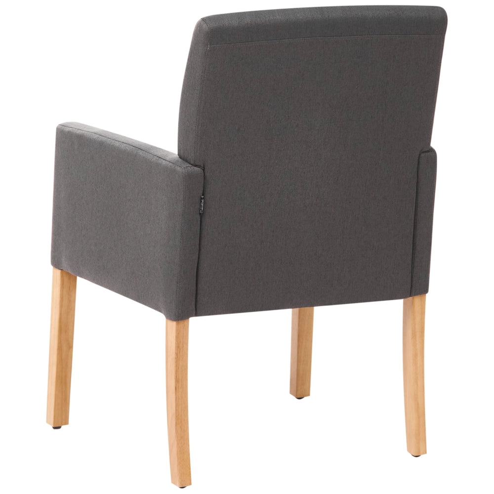 Sedia da pranzo Rivestimento in tessuto grigio Gambe in legno Seduta elegante con braccioli