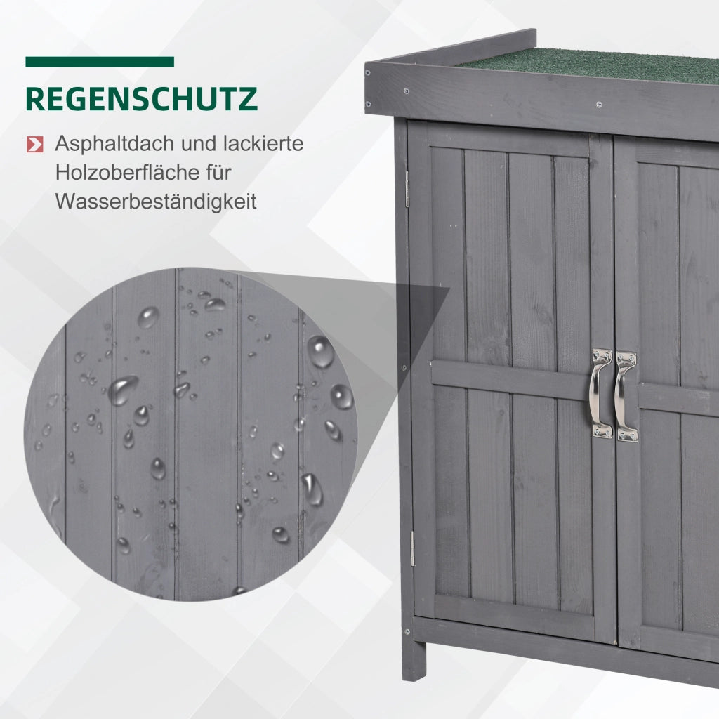 ARMADIO DA GIARDINO A DOPPIA ANTA IN LEGNO GRIGIO, 2 VANI