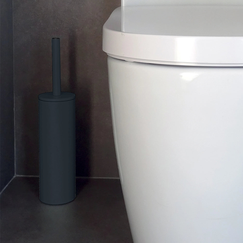 Set pattumiera 5lt a pedale e portascopino in acciaio nero opaco Axin