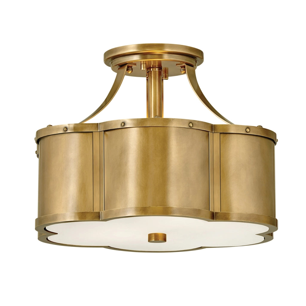 Lampada A Soffitto Contemporanea Chance Acciaio Ottone Antico Vetro 2 Luci E27