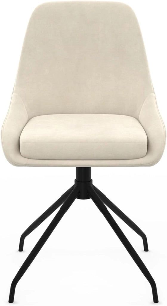 Set di 4 sedie girevoli in velluto beige THALYA con braccioli
