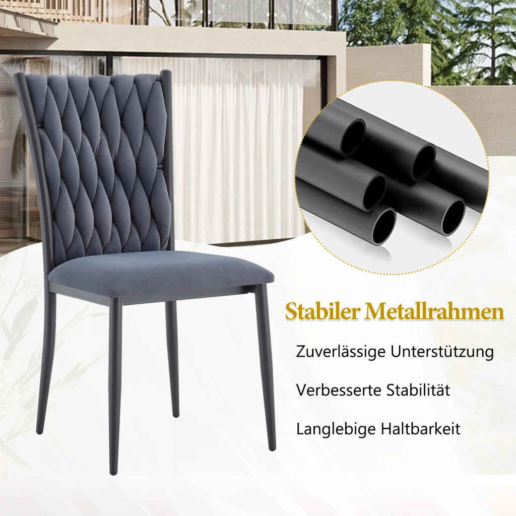 Sedia da Pranzo con Schienale Alto Ergonomico e Seduta Imbottita, in Velluto, Grigio Scuro